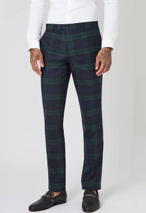 Twisted Tailor Men's Ginger Skinny Fit Tartan Trousers