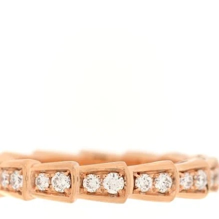 Bulgari 18K Rose Gold Diamond Serpenti Viper Band Ring 51 5.75