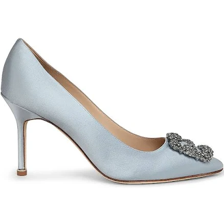 Manolo Blahnik Hangisi Crystal-Embellished Satin Stiletto Pumps