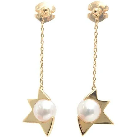 18kt Rose Gold Comet Plus Pearl Drop Earrings