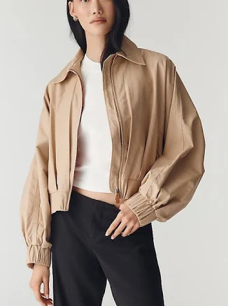 Cotton Blend Jacket by Maeve in Beige, Size: M Petite at Anthropologie