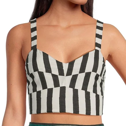 Mo Maya Women's Stripe Sweetheart Neckline Sleeveless Bra Top