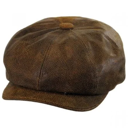 Jaxon Hats Leather Newsboy Cap