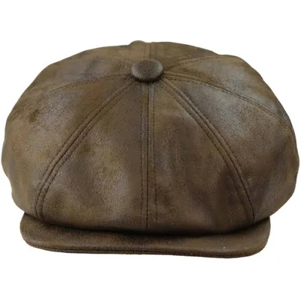 Truclothing Men's 8 Panel Razor Baker Boy PU Leather Hat