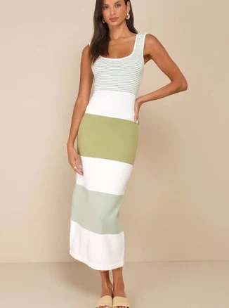 Lulus Striped Midi Sweater Dress