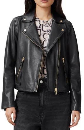 AllSaints Women's Dalby Slim Fit Leather Biker Jacket