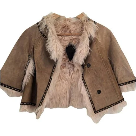 Fendi Shearling Cape Jacket Camel Size 40 FR
