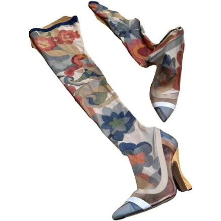 Fendi Multicolor Cloth Over-the-Knee Boots Size 38 IT