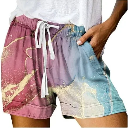 Women's Drawstring Multi Pocket Lace Up Shorts