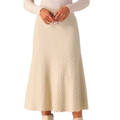 Elastic High Waist Ribbed Knit Sweater Skirt