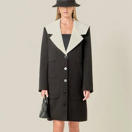 English Factory Women's Sailor Collar Long Coat