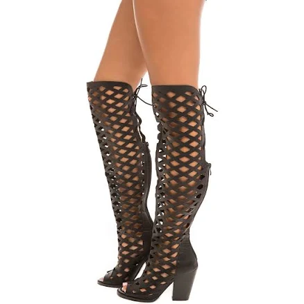 Shiekh Women's Webber-20 Hi Knee High Cut-Out Boots