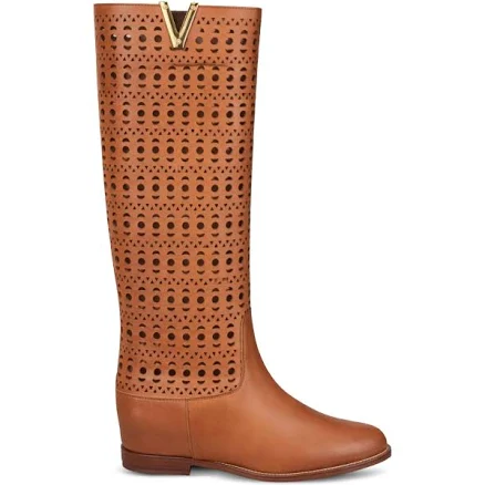 Via Roma 15 Knee-high Leather Boots with Cutout Details