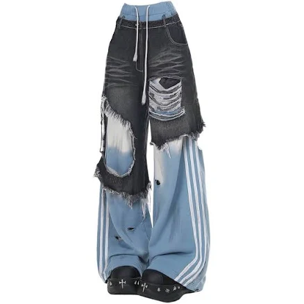 Distressed Double Effect Layered Jeans