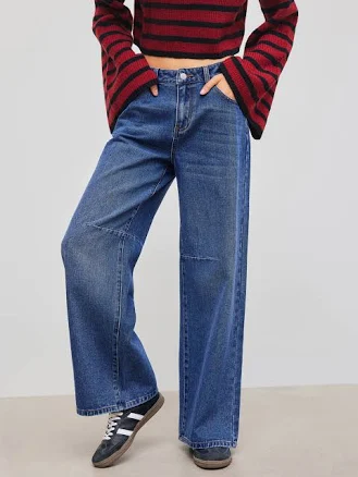 CIDER Women's Mid-Rise Straight Leg Non-Stretch Jeans with Fire Embroidery