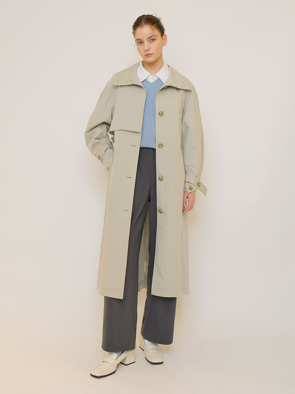 High Neck Belted Trench Coat (NW2MWR314)