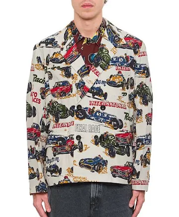 Sacai Men's Car-Race Print Blazer