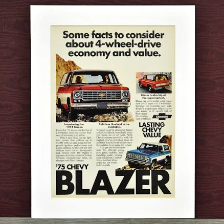1975 Chevrolet Blazer Print Ad – Upcycled Square Body Truck Art