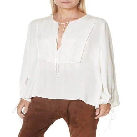 Nili Lotan Rena Tie Blouse Ivory - 100% Silk - M/l - Pirate Designer