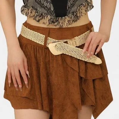 Anna-Kaci Women's Oversized Woven Belt with Textured Weave
