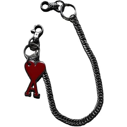 Ami Silver-tone Chain Keyring Red Ami de Cœur Charm