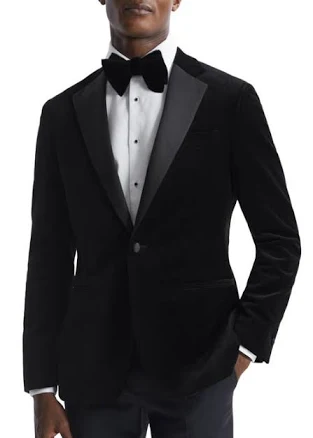 Reiss Men's Ace Slim Classic Fit Velvet Single-Breasted Blazer