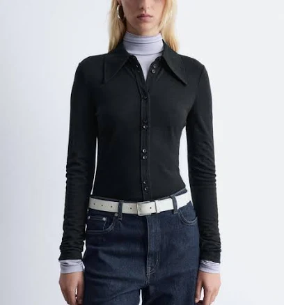 & Other Stories Pointed-Collar Jersey Shirt