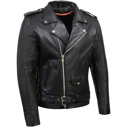 Milwaukee Leather Men's Classic Brando Premium Leather Black Motorcycle Riders Leather Jacket with Side Laces for MenMilwaukee Leather Men's Classic Brando Premium Leather Black Motorcycle Riders Leat