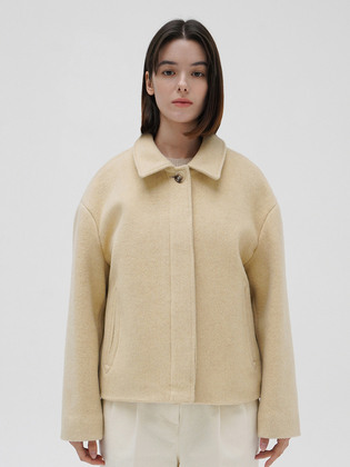 Camel-hair Blend Crop Coat