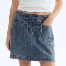 H&M Women's Denim Lace-up Mini Skirt
