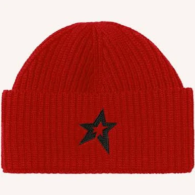 Perfect Moment Unisex Knitted Ribbed Beanie Hat with Star Patch