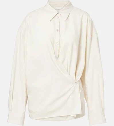 Lemaire, Twisted cotton and silk shirt, Women, Beige, US 12, Tops