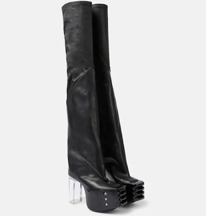 RICK OWENS Black Flared Platform Boots