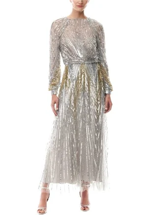 Embroidered Sequin Midi Dress