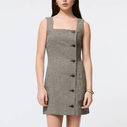 French Connection Women's Houndstooth Wool Mini Dress