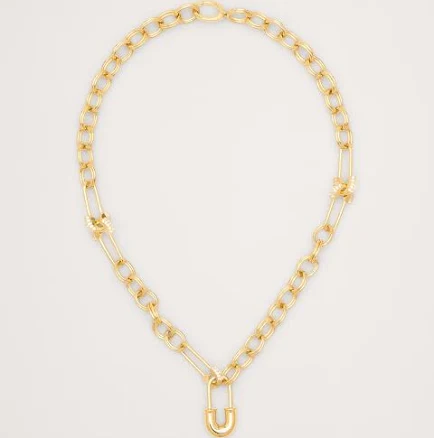 Banana Republic Women's Rhinestone Safety Pin Chain Necklace