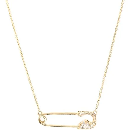 Velina Gold Crystal Safety Pin Necklace