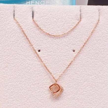 Stonehenge Silver Double Square Necklace Sc1090 Korea Drama K-beauty