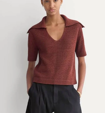 Everlane Open Collar Cotton/Linen Polo Sweater