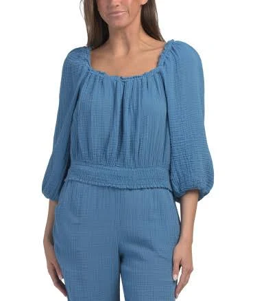 Kate Square Neck Smocked Cotton Top