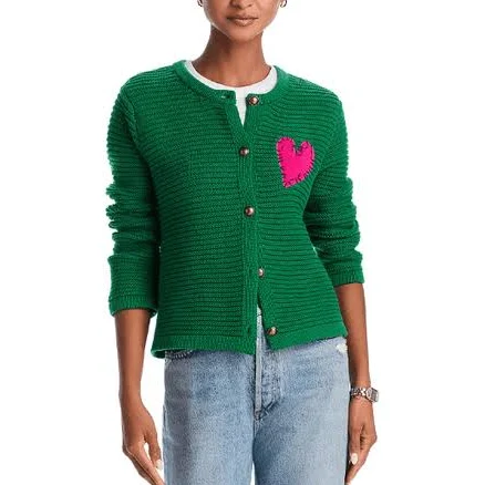 AQUA Women's Heart Patch Cardigan