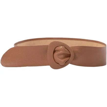 Beltbe Women's Wide Leather Belt with Triangle Buckle