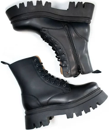 Women's Lace Up Vegan Boots with Track Sole