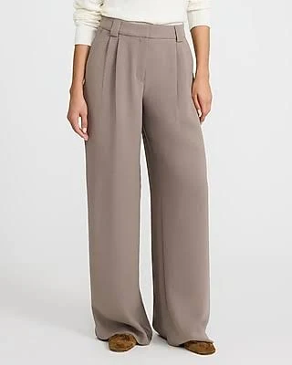 Express Women's Signature Crepe High Waisted Relaxed Trouser