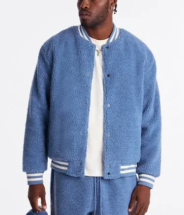 Fashion Nova Men's Teddy Varsity Sherpa Jacket