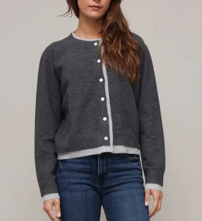 London Calling Cozy Knit Cardigan with Sophisticated Trim