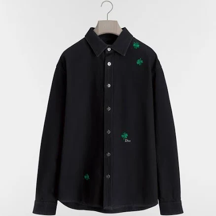 DIOR Men's Clover Embroidery Cotton Twill Overshirt