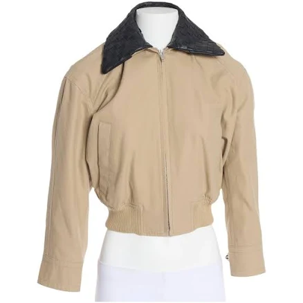 Bottega Veneta Women's Intrecciato Leather Collar Twill Blouson Jacket