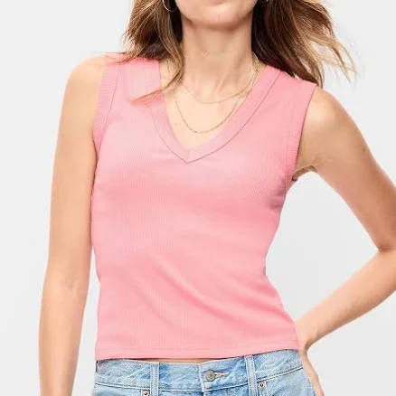 Old Navy Women's Snug Crop V-Neck Tank Top
