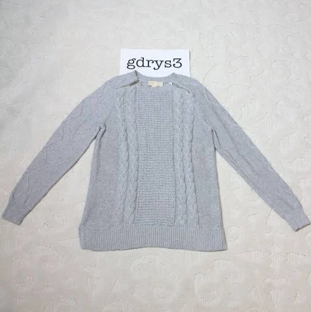 Michael Michael Kors Grey Cable Knit Sweater With Shoulder Zippers
